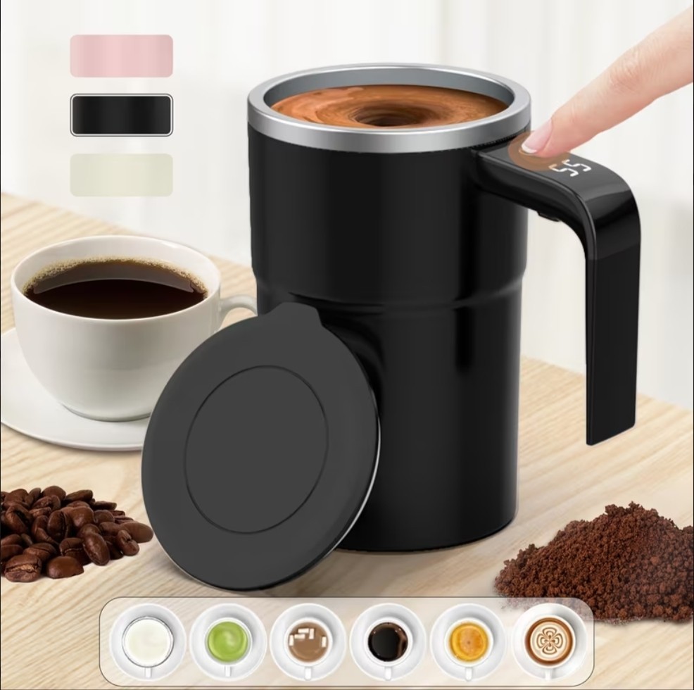 Tasse à café intelligente auto-agitante de 400ml en inox pour un mélange parfait sans cuillère