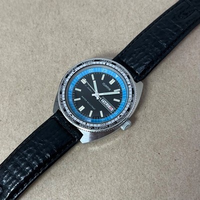 Vintage Clinton World Time Stainless Watch 25 Jewel Ronda-Matic