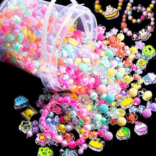 0.5 Lb DIY Kawaii Acrylic Beads Set, Bulk Pack, Cute Plastic Charm Beads for Bra
