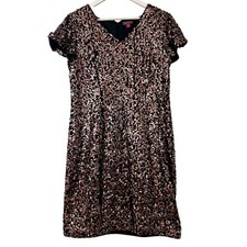 Vince Camuto Sequin Cocktail Party Dress Black Pink Silver Sparkle Size 8 EUC