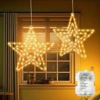 LED Sterne Weihnachtsdeko 75 LED 30Cm Batteriebetrieben FüR Fenster 2 StüCk