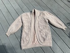JAMIE Vintage Beige Angora Blend Detailed Cardigan Sweater L Korea
