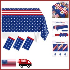 American Flag Tablecloths for Independence Day 3 Pack Lightweight Waterproof