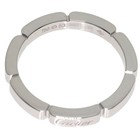 Silver ring with rectangular shape, engraved with “Cartier” and “Mayon PANTHERE #53,” on white gold band.
