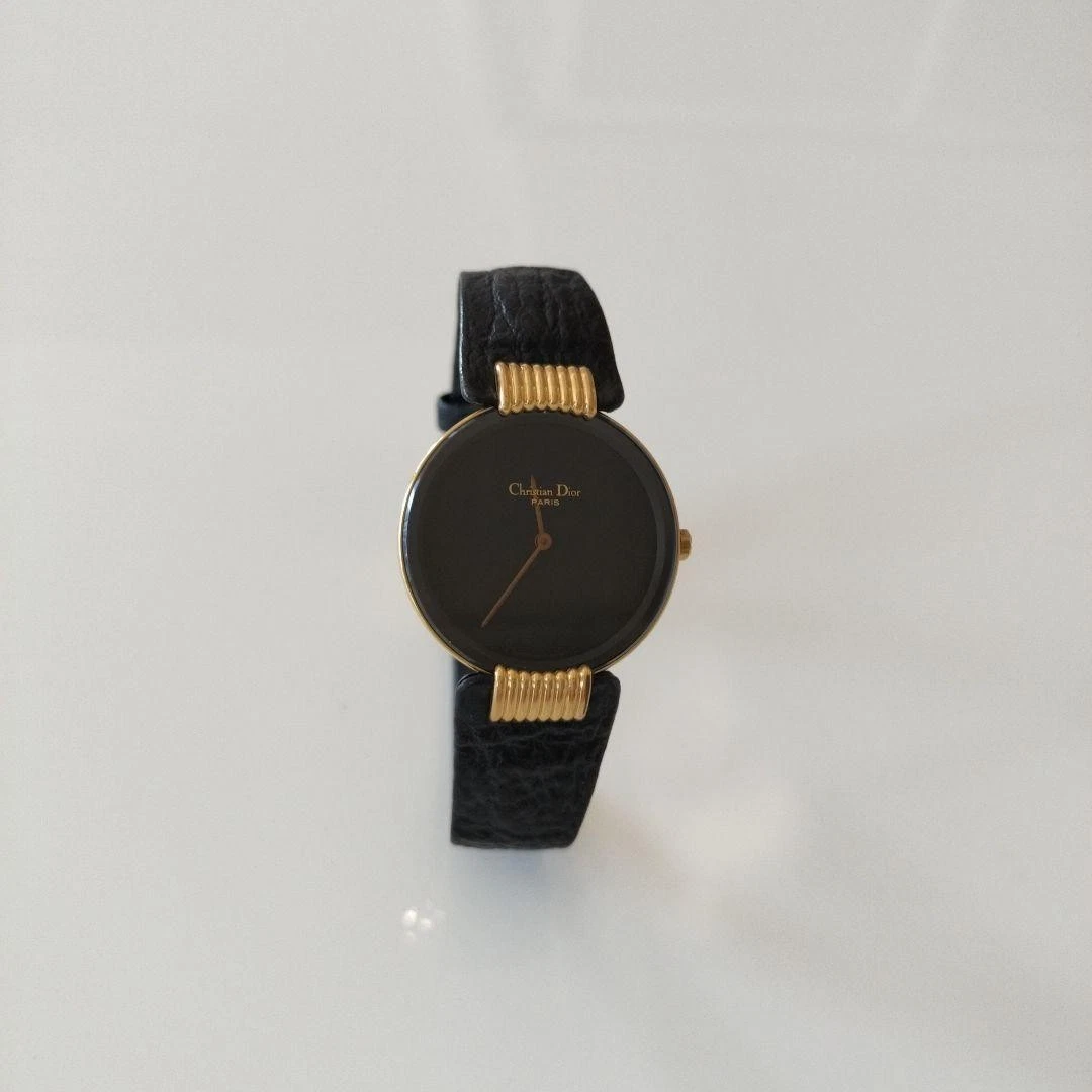 Montre Christian Dior Bagilla cadran noir bracelet cuir occasion pour pièces