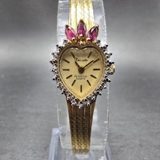 Reloj Armitron Deauville Diamante Mujer 14mm Esfera Oro Rubí Corazón Nuevo Batt