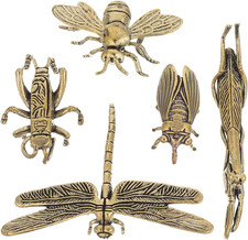 Messing-Insektenfiguren Set 5 St&uuml;Ck Realistisches Libellendekor Kleine Messing B