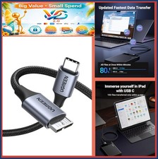 10Gbps USB C to Micro B Cable 3.3FT Braided for External Hard Drive