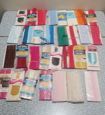 Huge Lot 31 Full & Partial Packages Vintage Wrights Talon Lace Seam Binding Tape