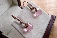Pink Crystal 925 Silver Rose Gold Dangle Leverback Earrings Made With Swarovski Pink Crystal 925 Silver Rose Gold Dangle Leverback Earrings Made With Swarovski