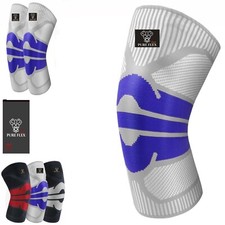 Knee Brace Compression Sleeve Support Sports Recovery ACL LCL MCL Blue/Grey XL