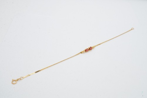 14k Yellow Gold Garnet Diamond Bracelet 7" - Picture 6 of 10