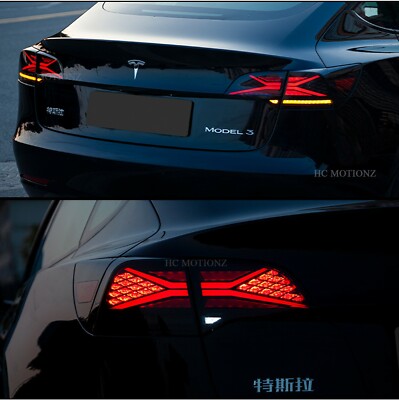 LED Tail Lights For Tesla Model 3 Y 2017-2023 Rear Lamp 4PCS Start UP Animation