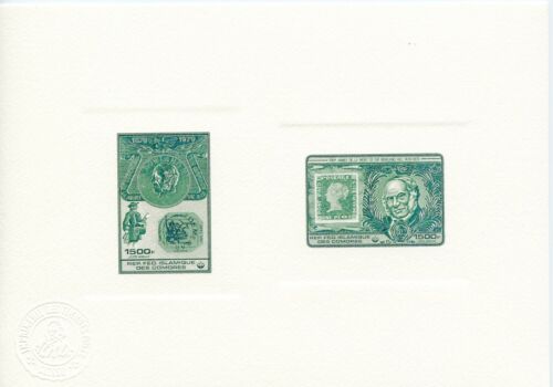 COMORES 1978 cent. mort Sir Rowland HILL épreuve atelier color proof 501+502 - Foto 1 di 1
