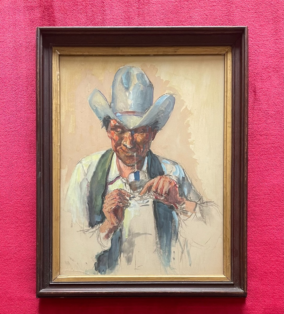 western cigarette COWBOY ROLLING A CIGARETTE by HARRY BROWN BAKER