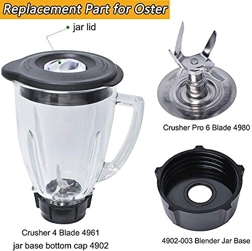 Oster Blender Replacement Parts 6-Cup Glass Jar With Blade (Fits