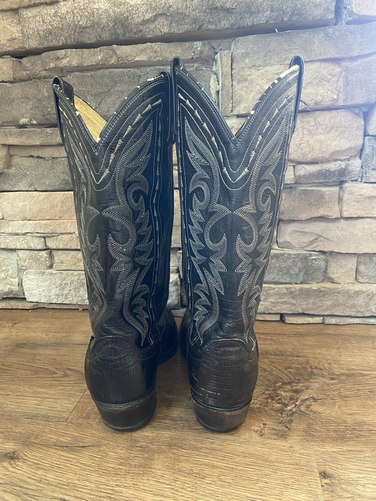 Bottes Cowboy Dan Post Homme – Cuir Noir – Taille 10 D – Western
