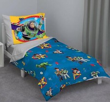 Toy Story 4-Piece Toddler Bed Set Comforter Bedding Bed Woody Buzz Lightyear