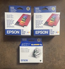 New Genuine Epson One S020189 Black Two S020191 Color Ink Cartridges