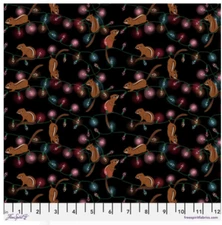 Free Spirit Katy Tanis Woodland Holiday Chipmunks & Light Black Fabric By Yard