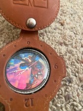 Vintage Marvel Spider-man Character Pocket Watch W/Leather Belt Holder