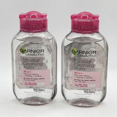 Lot of 2 Garnier SkinActive Micellar Cleansing Water 3.4 fl oz.