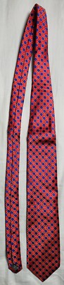 Robert Talbott Best of Class Vivid Red Blue Geometric Circle Made in USA Silk