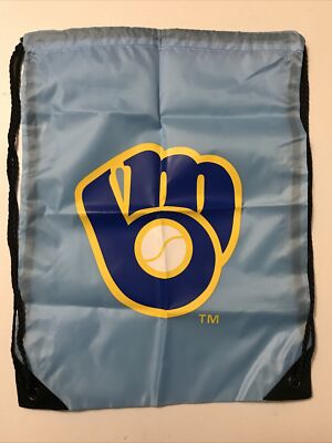 Milwaukee Brewers Tote Draw String Bag Baseball Light Baby Blue Ball ...