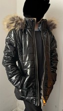 Cameo Rose Women’s Black Winter Coat With Big Fluffy Fur Hood Size S
