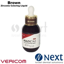 Dental lab not sintered zirconia shade coloring liquid 30ml Mazic Art Brown