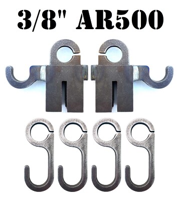 3/8  AR500 Steel Shooting Target T-Post Pipe Stand 1'' Pipe - 2 Mounts / 4 Hooks