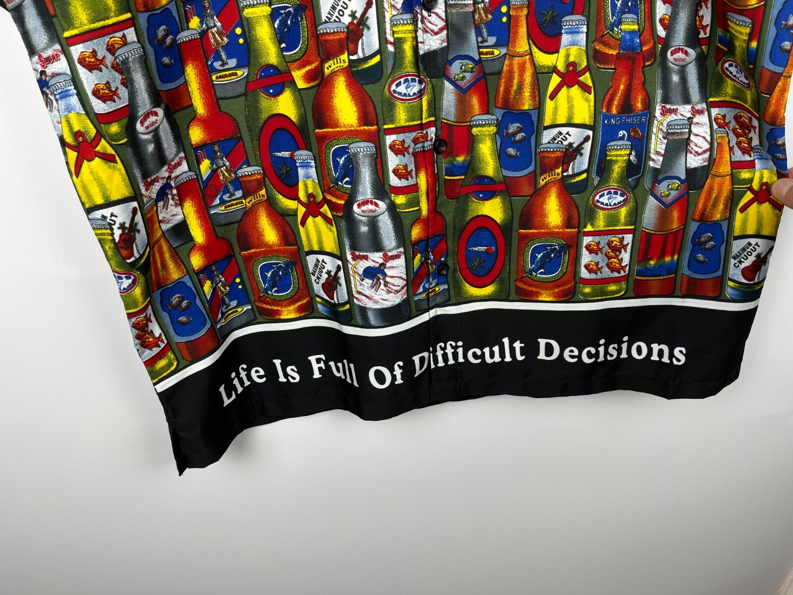 FILA Camicia vintage motivo righe di bottiglia Aloha hawaiian spiaggia manica corta taglia XXL (2XL)