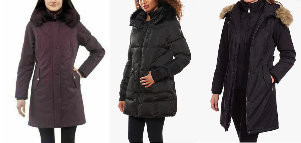 1 MADISON EXPEDITION Women s Long Faux Fur Trim Parka Coat Size