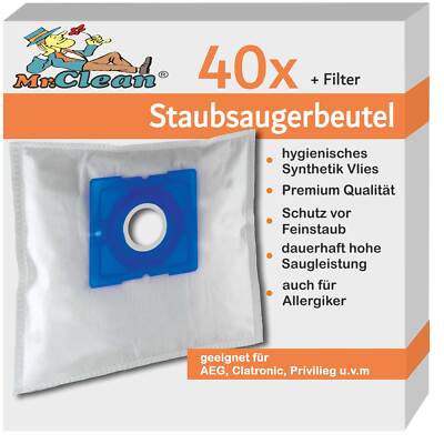 40 Mr.Clean Staubsaugerbeutel kompatibel zu AFK PS: 1600W . 1600WNE