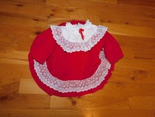 Full Circle Red Velvet Toddler Party Dress w/ Lacy Ruffles Vintage USA TLC