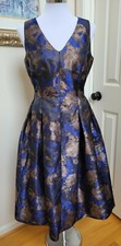 Formal Coctail Special Occasion Blue Bronse Sleeveless Fit & Flare Dress Size 6