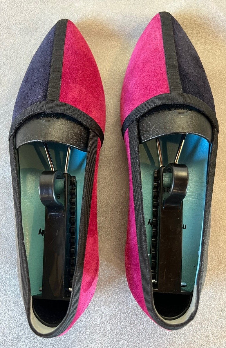 Pas de Rouge Burgundy Navy Blue Suede Ballet Flats Sz 36/5.5 New w/Dust Bag View 5