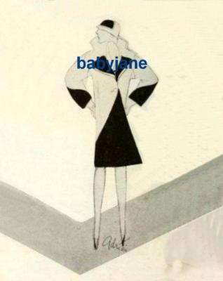 001 GILBERT ADRIAN COSTUME DESIGN SKETCH FOR NORMA SHEARER PHOTO