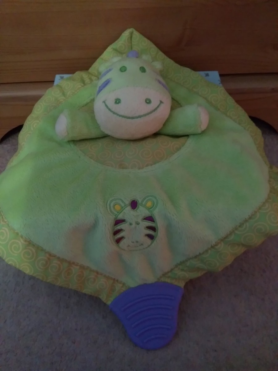 Toys Are Us Green Zebra Comfort Blanket with