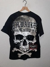 2015 Hot Leathers Milwaukee Rally Motorcycle Biker Skull Big Face Shirt Black Te
