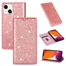 Glitzer Klapp Tasche Hülle Für iPhone 16 15 14 Pro Max Plus 13 12 11 SE XR 8 7 6