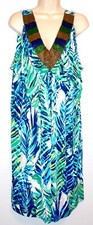 Style & Co. Woman Size 3X Tropical Leaf Print Shift Sleeveless Dress w Beading