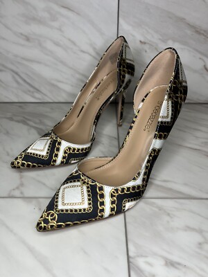 Shoedazzle Annakay Gold Chain Print Pump Stiletto Heel - US Size 9