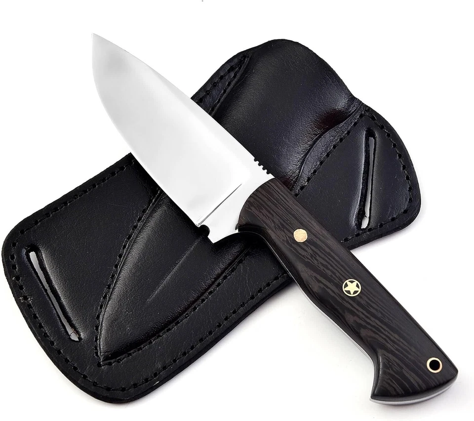 Fixed Blade Hunting Tracker Knife With Handmade Cross Pouch Back Belt Ideal Gift - image 4 of 4