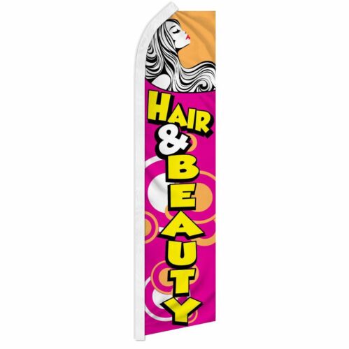 "HAIR & BEAUTY" advertising super flag swooper banner business sign salon nails - Picture 1 of 10