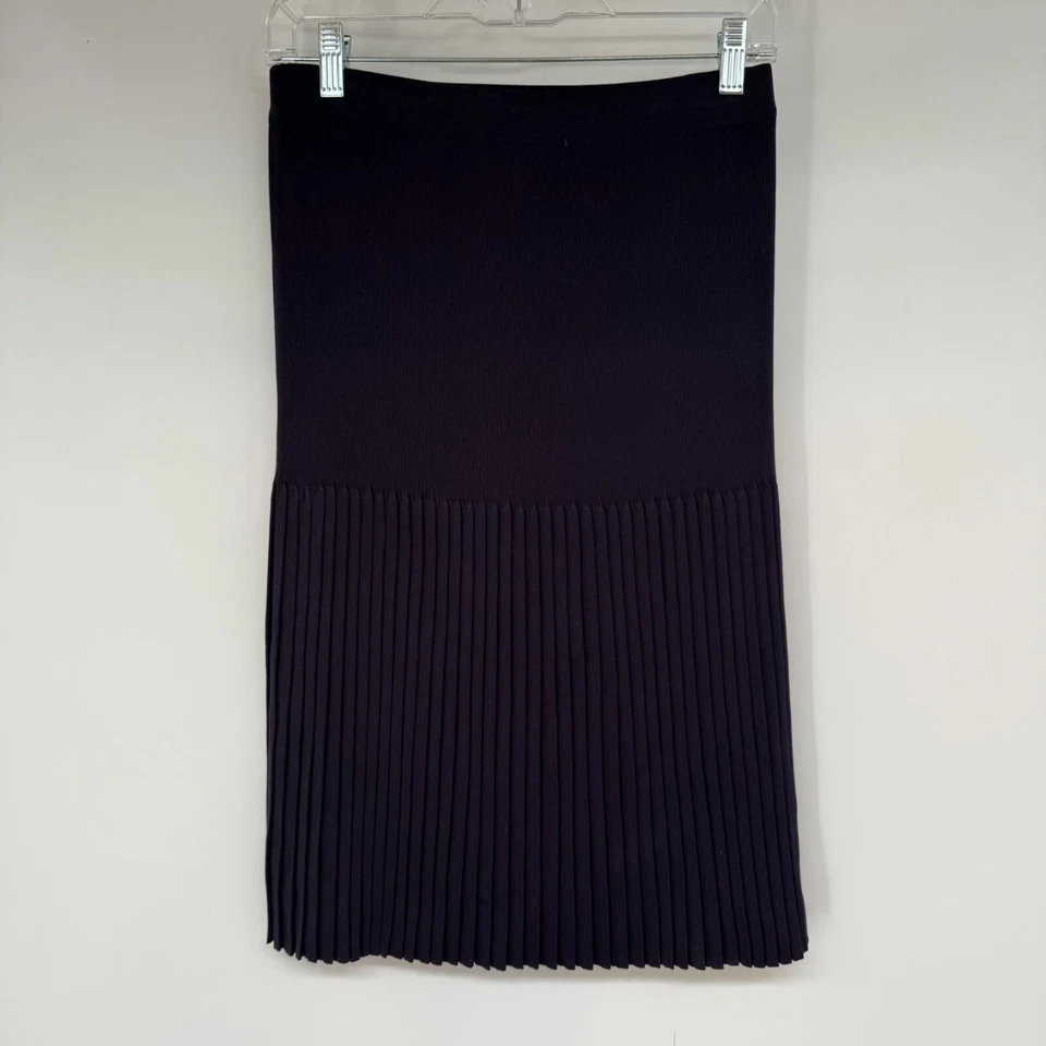 Falda Misook para mujer S azul oscuro plisada dobladillo elástico tejido ropa de oficina Foto 2 de 4