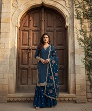 INDIAN SALWAR KAMEEZ PAKISTANI WEDDING PARTY DRESS WEAR BOLLYWOOD SUIT SHARARA