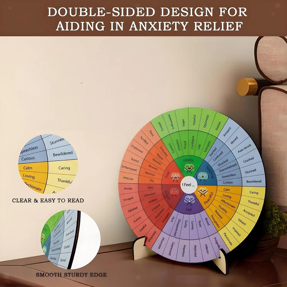 Feeling Wheel 6 inch Wood Feeling Wheel Chart for Professional Environments