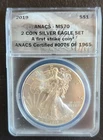 BEAUTIFUL 2019 $1 Silver American Eagle ANACS MS70 First Strike -#76 OF 1965