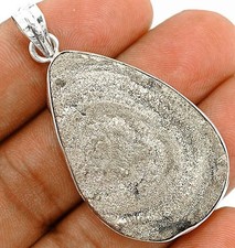 Natural Silver Druzy 925 Solid Genuine Sterling Silver Pendant Jewelry B18-9